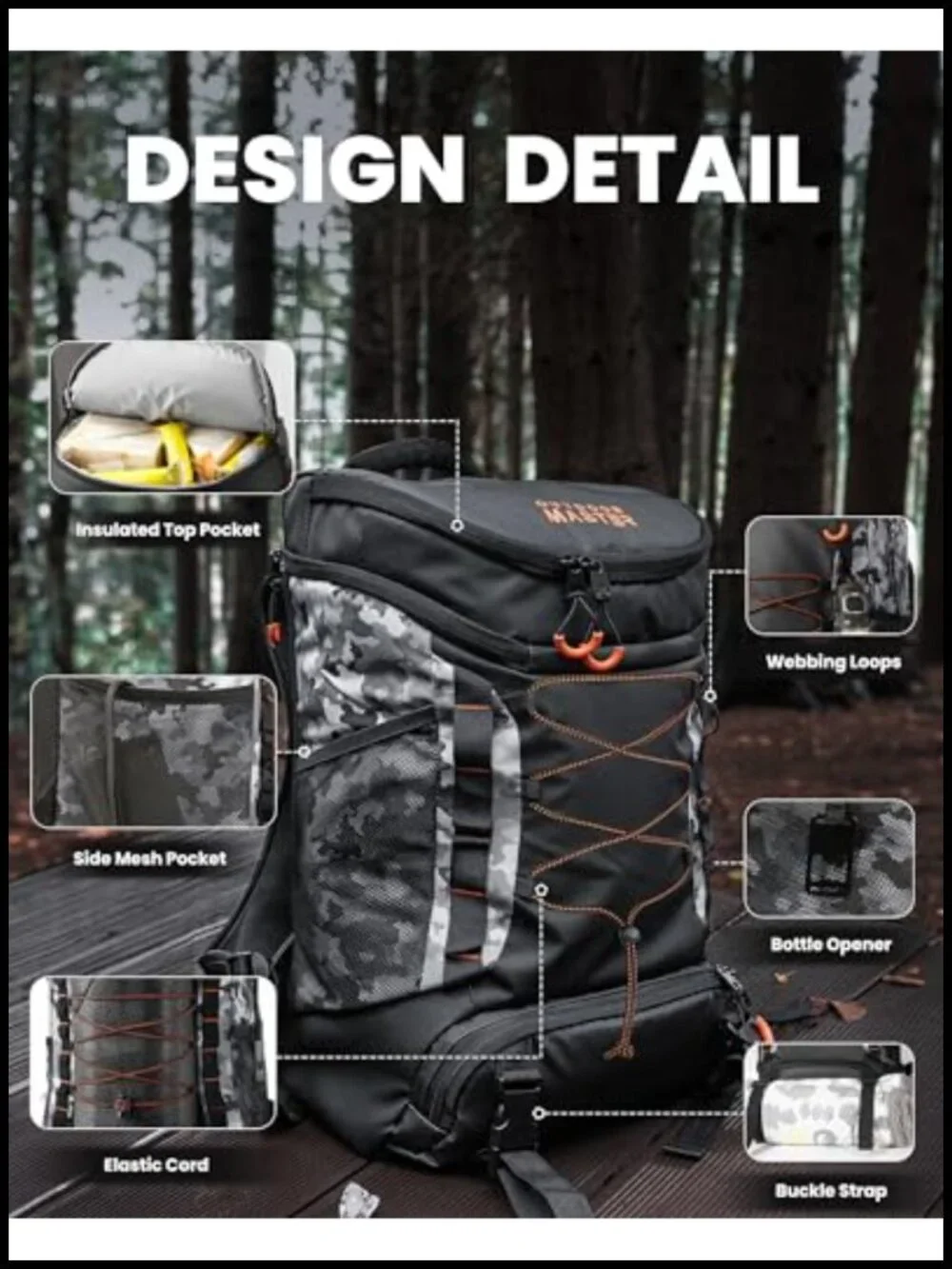 Cooler Backpack with Leak-Proof Design, 2 Compartments - 21L Capacity